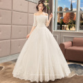 Half Sleeves Off Shoulder Tulle Ball Gown Wedding Dresses with Flowers 2019 Lace appliqued Wedding Gowns Vestido De Novia